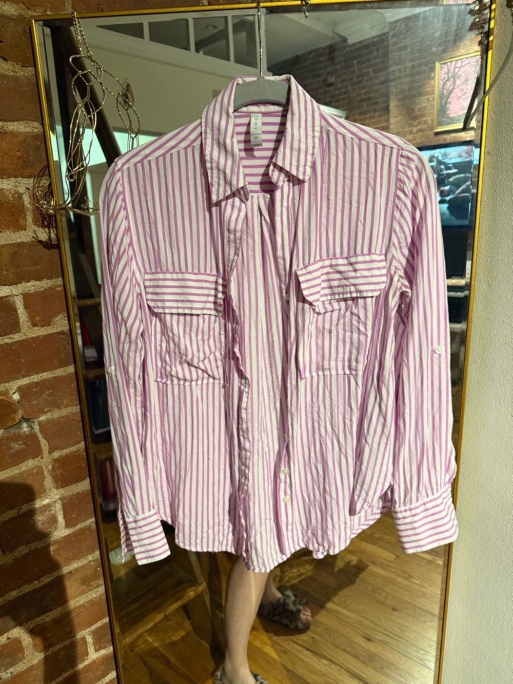 Pink and White Stripe Button-Down Shirt